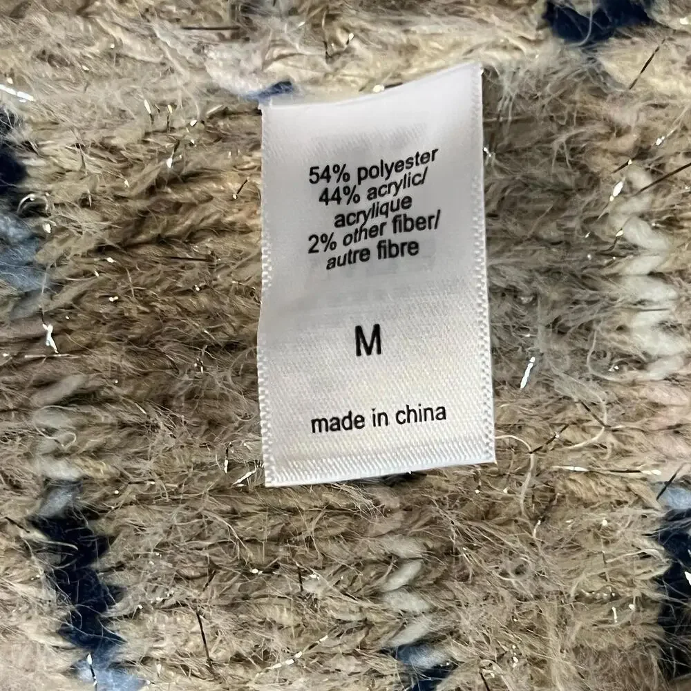 NWT Womens Maurices Sweater Size Beige Feathered MED Blue Accents - Picture 8 of 9